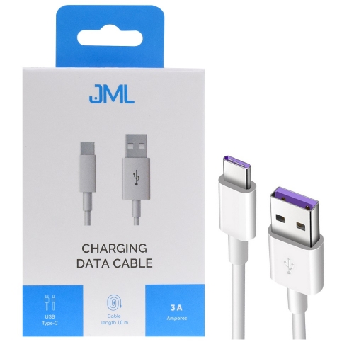 Kabel USB JML CD-114 USB C 3A 1 m biały